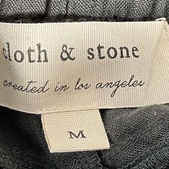 Anthro Cloth & Stone Grey Linen Wide Leg Raw Hem Crop Pants :Sz M - Picture 4 of 9